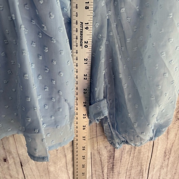 Savanna Jane Baby Blue Pastel Spring Ruffled Smocked Blouse Large NWT - Picture 6 of 7